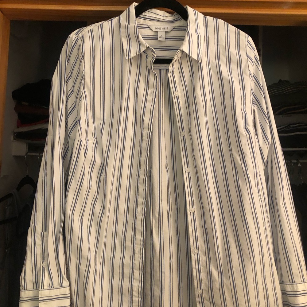 Nine West Blue Striped Shirt